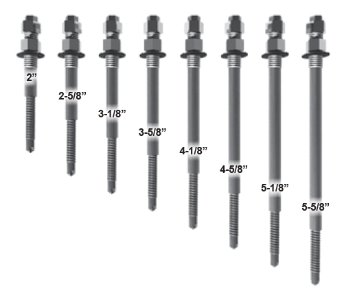 Pos-I-Tie Keybolt System Barrel Screw lengths